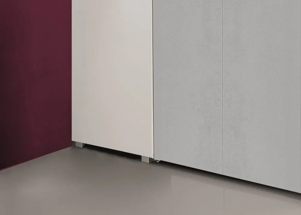 Rohová šatňa - Šatníková skriňa Joker, biela / sivý betón