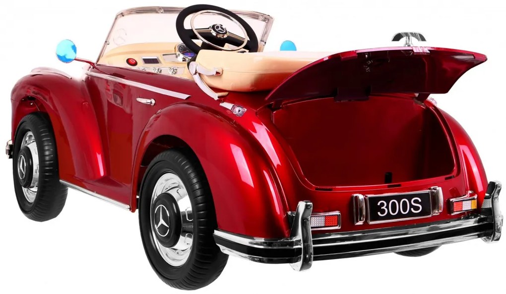 Mercedes Benz 300S Retro pre deti + diaľkové ovládanie + EVA + free Start + LED MP3 - červené