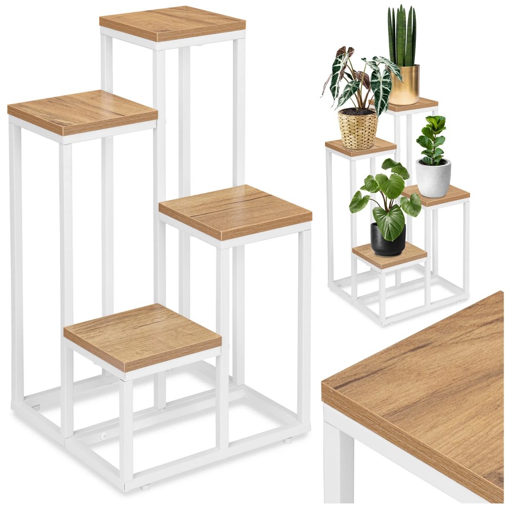 Stojan na kvety v loftovom štýle MOGREN dub craft/biely