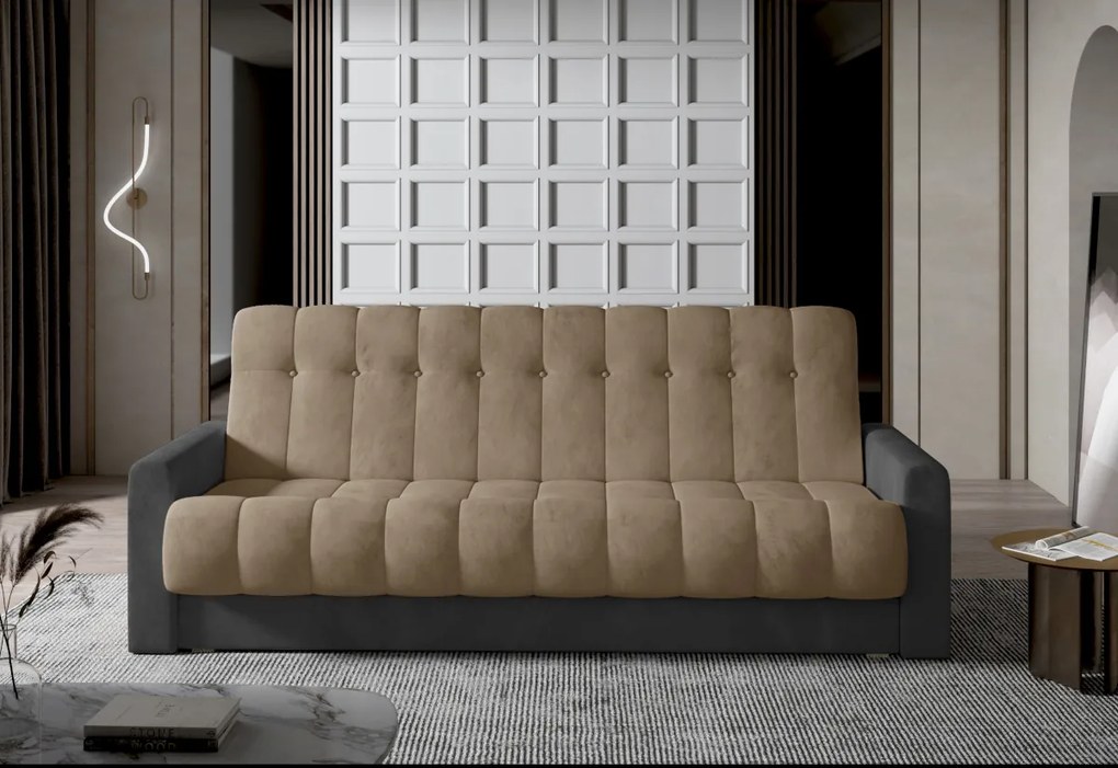 Rozkladacia čalúnená pohovka GARETT, 210x90x85, sawana 21/soft 11
