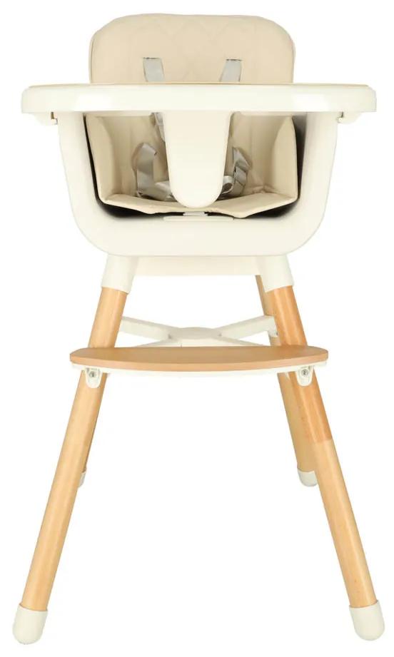IKO Detská stolička na kŕmenie s drevenými nohami - béžová