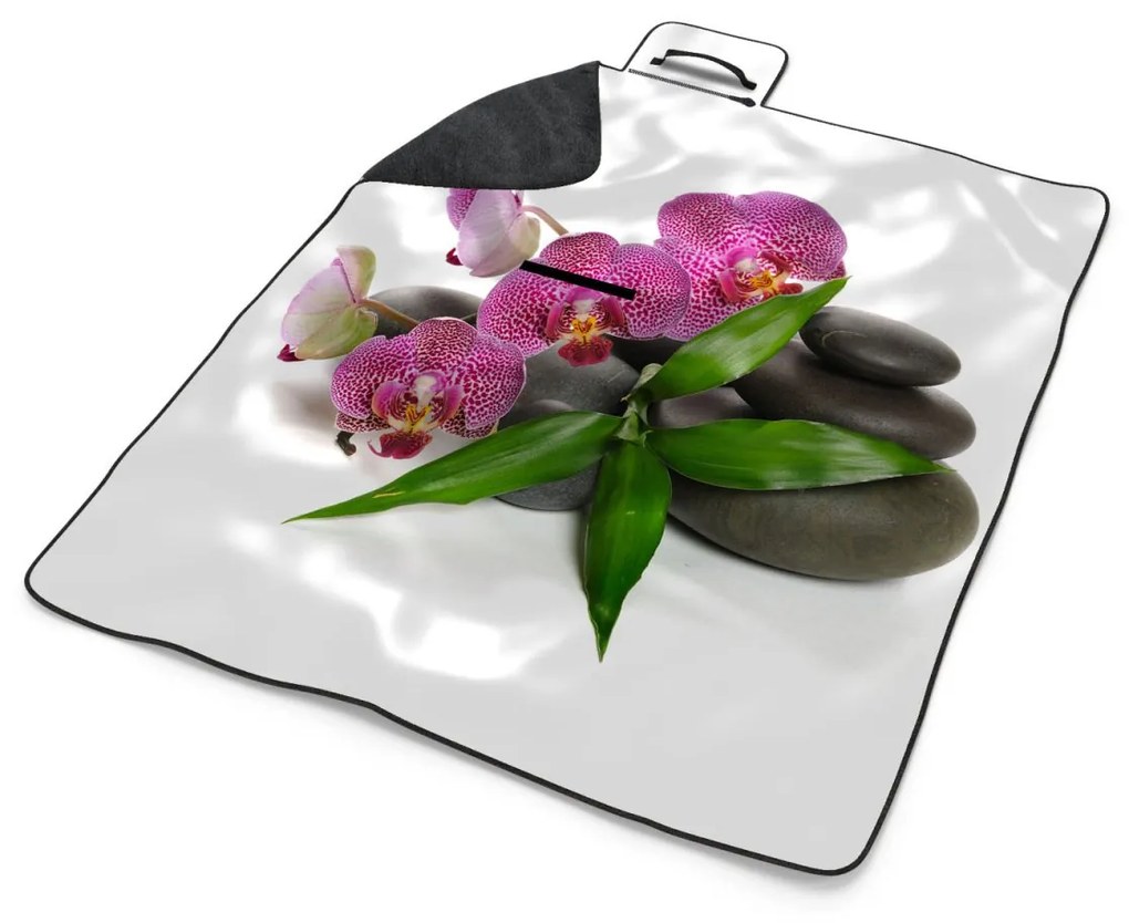 Sablio Plážová deka Orchidey a kamene: 200x140 cm