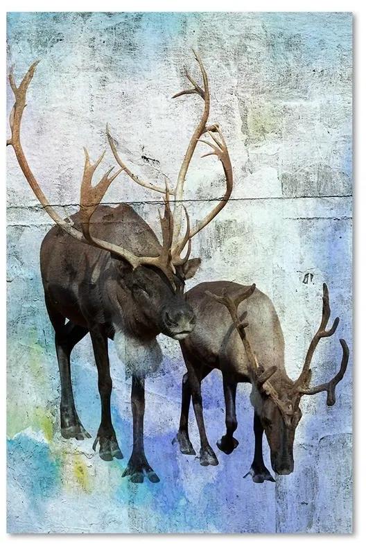 Gario Obraz na plátne Jelene a soby v zime Rozmery: 40 x 60 cm