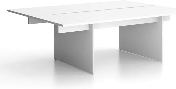 Kancelársky stôl double SOLID + 1x prísed, 200x165 cm, biela