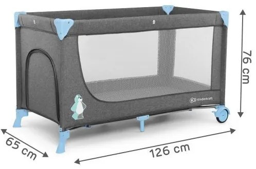 KINDERKRAFT - Cestovná postieľka JOY šedomodrá