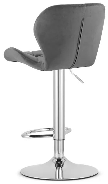 Barová stolička WEST zamatová, sivá (chrómová noha)