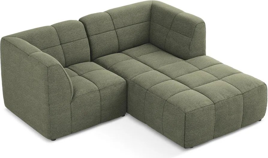 Zelená rohová pohovka z textílie buklé (pravý roh/s leňoškou) Aloha – Makamii