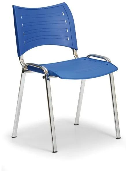 Plastová stolička SMART, chrómované nohy, modrá