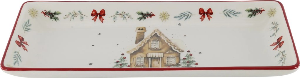 Vianočný keramický podnos Chalet de Noël - 28 * 12 * 3,5 cm