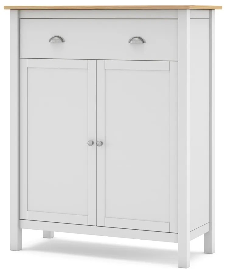 Biela/prírodná vysoká komoda z borovicového dreva 90x110 cm Misti – Marckeric