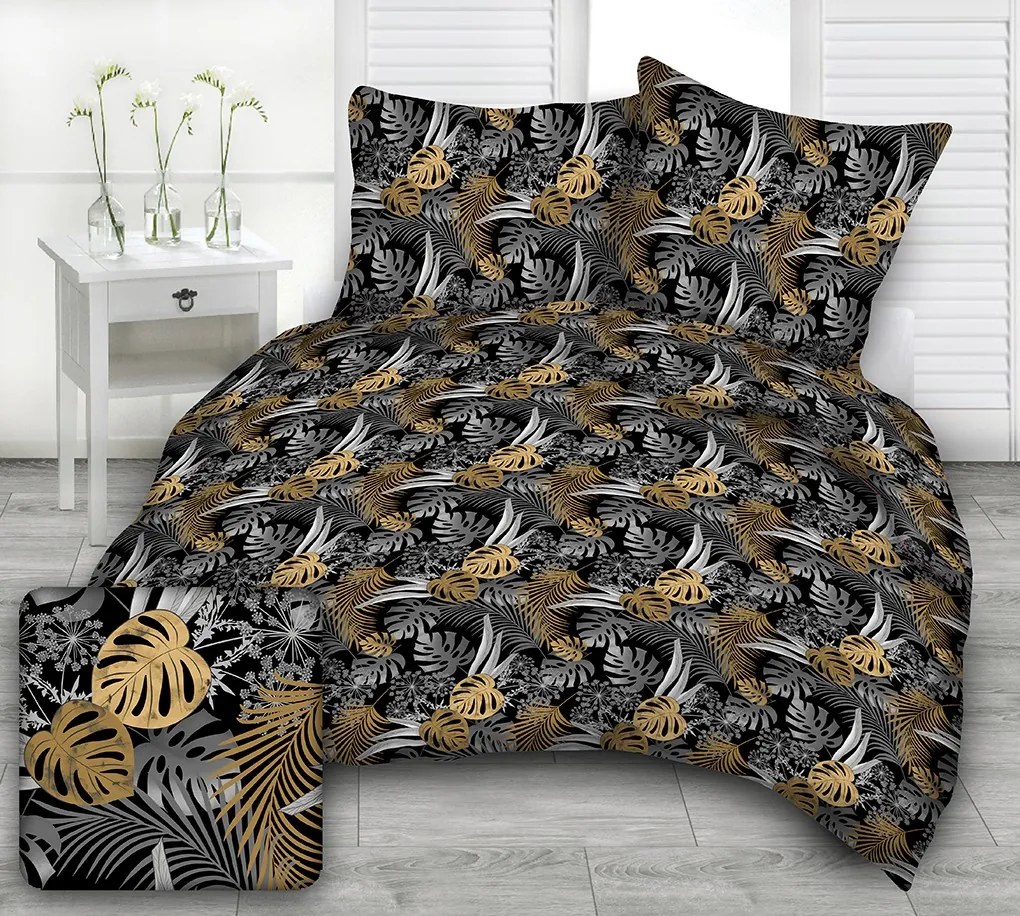 Obliečky bavlnené Palmarine Gold TiaHome - 1x Vankúš 90x70cm, 1x Paplón 140x200cm