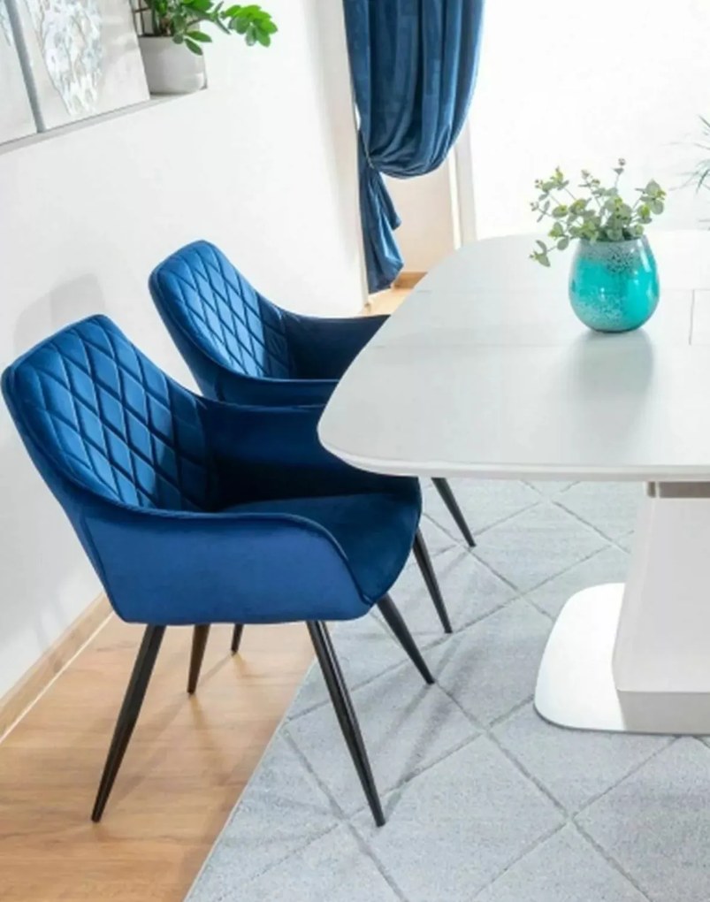 Stolička Linea Velvet Tmavomodrá