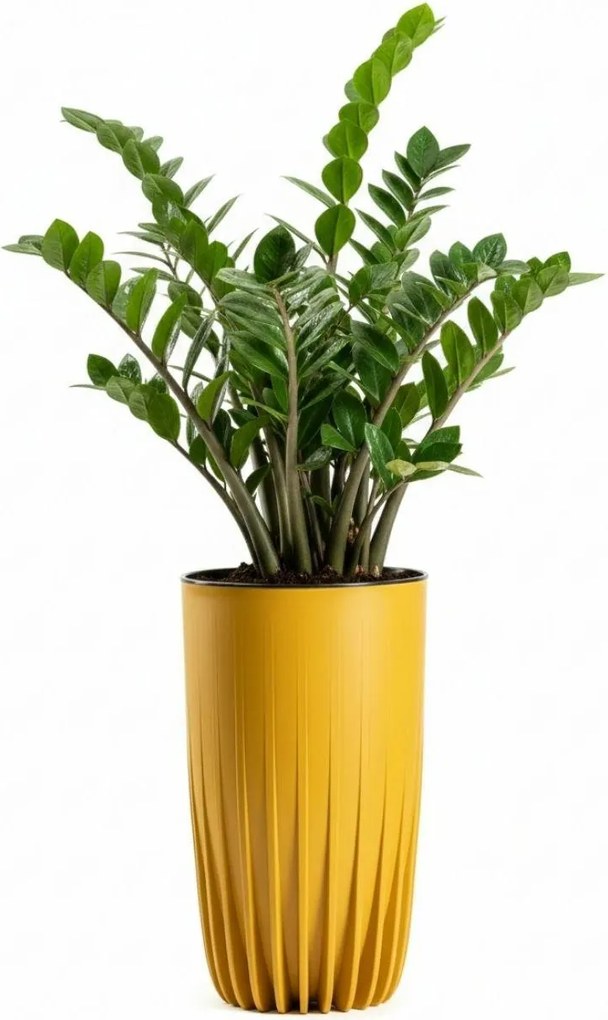 Květináč STRIPPED Eco 25,3x42 cm žlutý