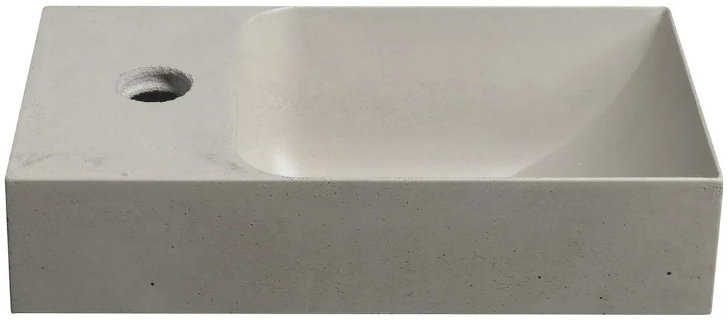 Sapho Sapho, PICCOLINO betónové umývadlo 30,8x17cm, batéria vľavo, piesková, PK30014