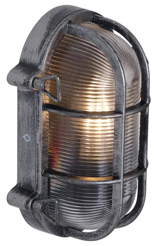 Vonkajšia nástenná lampa strieborná oválna IP44 - Noutica