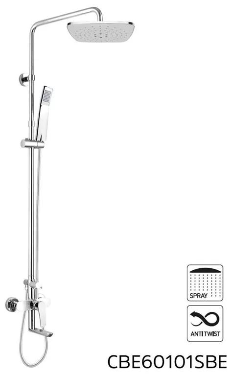 Mereo, Nástenná batéria Viana so sprchovou súpravou, výtokom, ručnou a tanierovou sprchou 225x225mm, MER-CBE60101SB