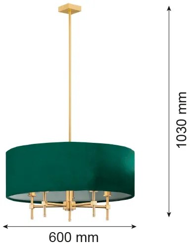 Argon 2146 - Luster na tyči ABBANO 5xE14/7W/230V mosadz/zelená