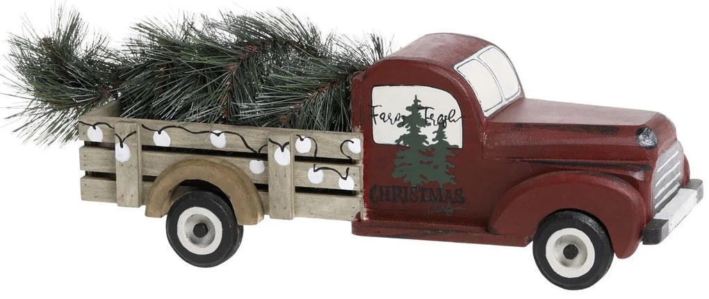 Drevená dekorácia staré auto s vianočným stromčekom - 45*15*16 cm