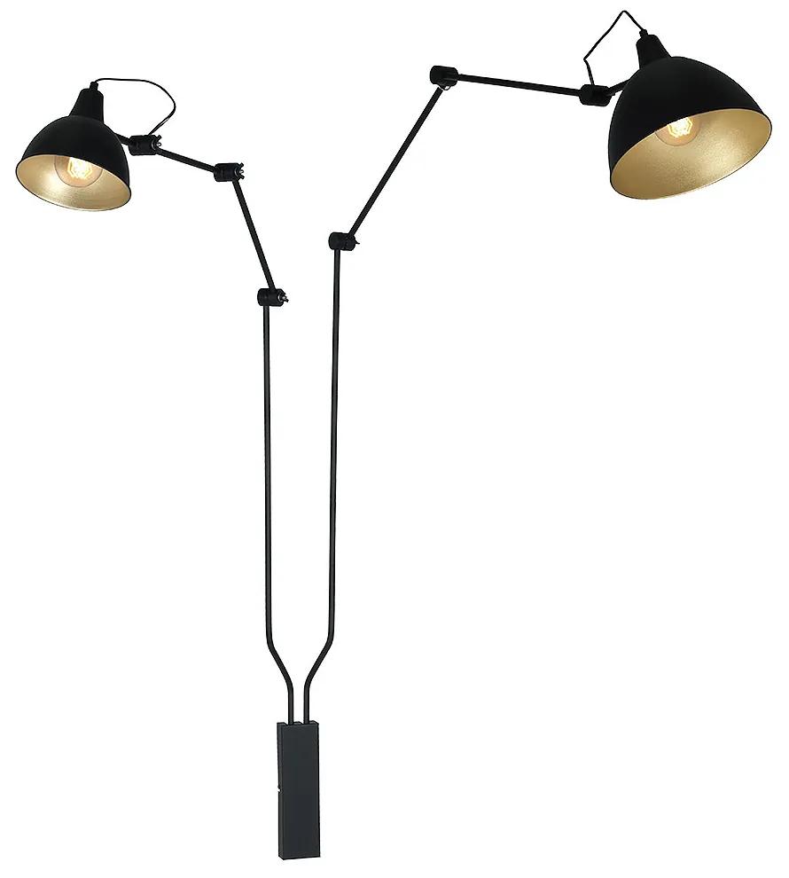 AIDA | čierna industriálna nástenná lampa Farba: Čierna, Rozmer: 150x190x90