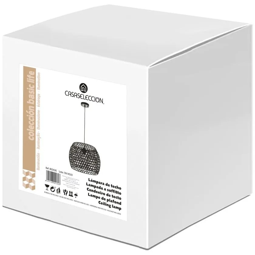 Čierne bambusové stropné svietidlo s bambusovým tienidlom ø 35 cm – Casa Selección