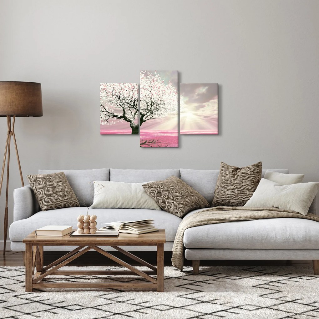 Ružový obraz stromu (90x60 cm)