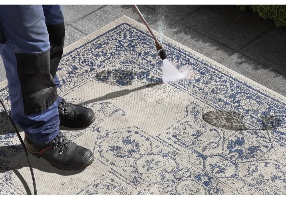 Modro-krémový vonkajší koberec NORTHRUGS Borbon, 160 x 230 cm