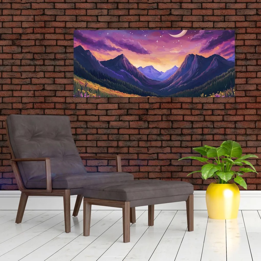 Obraz - Fialová krajina (120x50 cm)