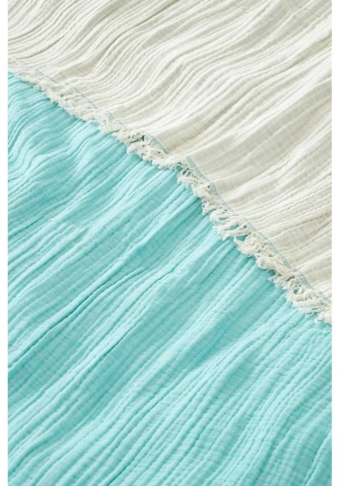 Tyrkysová mušelínová prikrývka na dvojlôžko 230x250 cm – Mijolnir