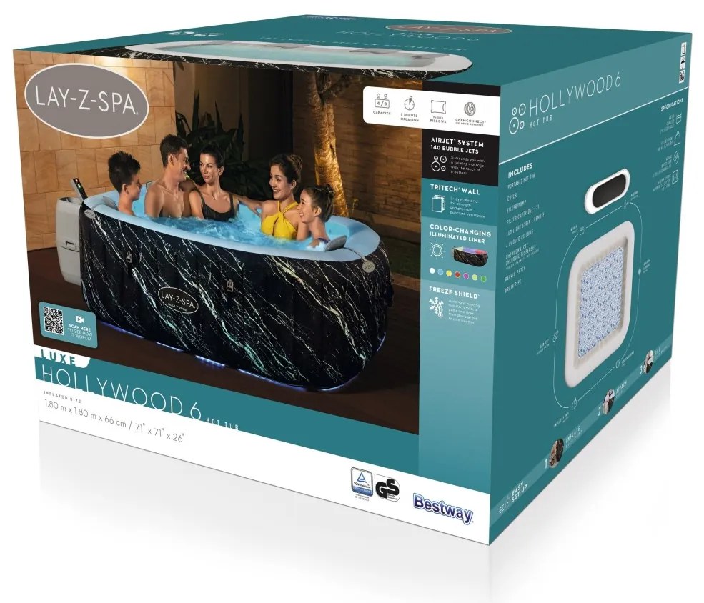 Lay-Z-Spa Hollywood LUXE Air Jet Jacuzzi BESTWAY