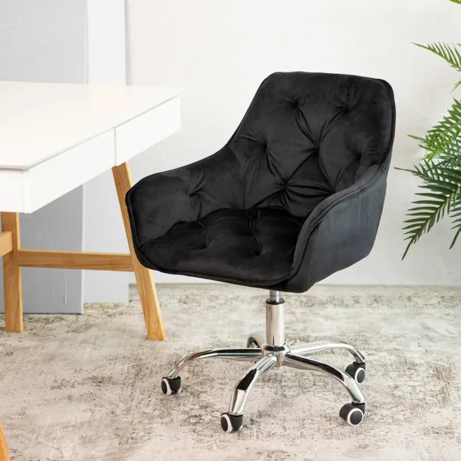 Kancelárska stolička FLOSSI zamatová čierna 859248