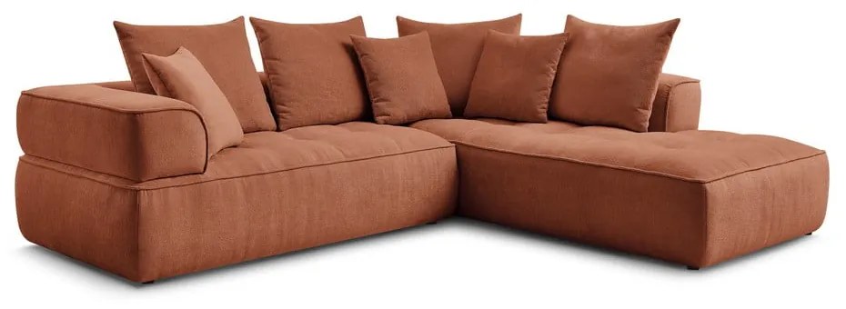 Terakotová ženilková rohová pohovka (pravý roh/do L) Whesley – Bobochic Paris