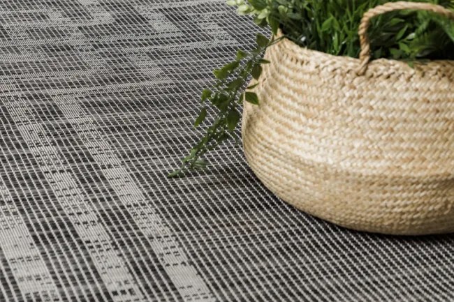Koberec šnúrkový SIZAL PATIO ploské tkanie 3071 Grécky ramka - čierny
