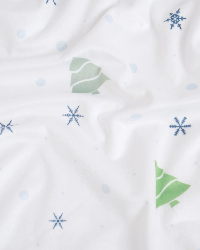 Vianočná obliečka na vankúšik Velvet 40 × 40 cm - Vločky a stromčeky biely