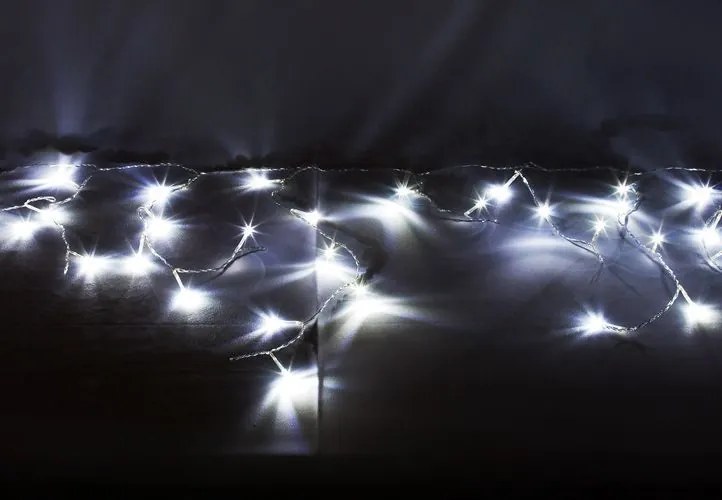 Vianočný svetelný dážď - 5 m, 144 LED, studeno biely