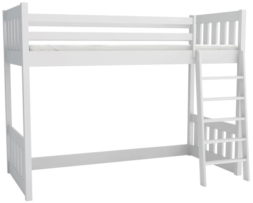 Detská vyvýšená posteľ z masívu borovice ALVIN - 200x90 cm - BIELA