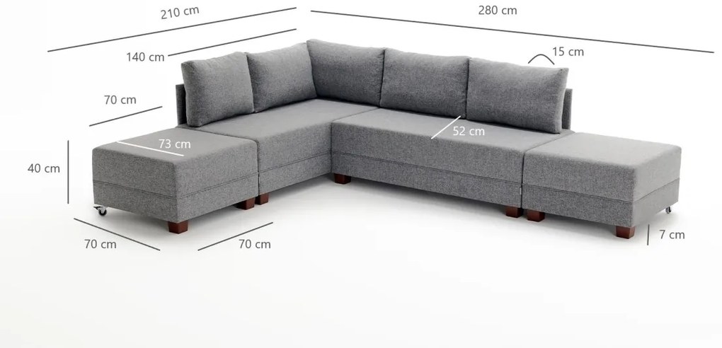 Rohová pohovka Fly hnedá II ľavá