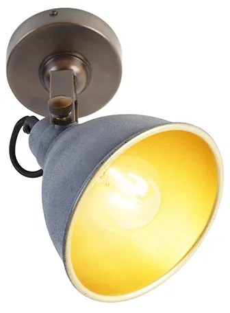 Priemyselná nástenná lampa betón s medeným nastaviteľným - Liko