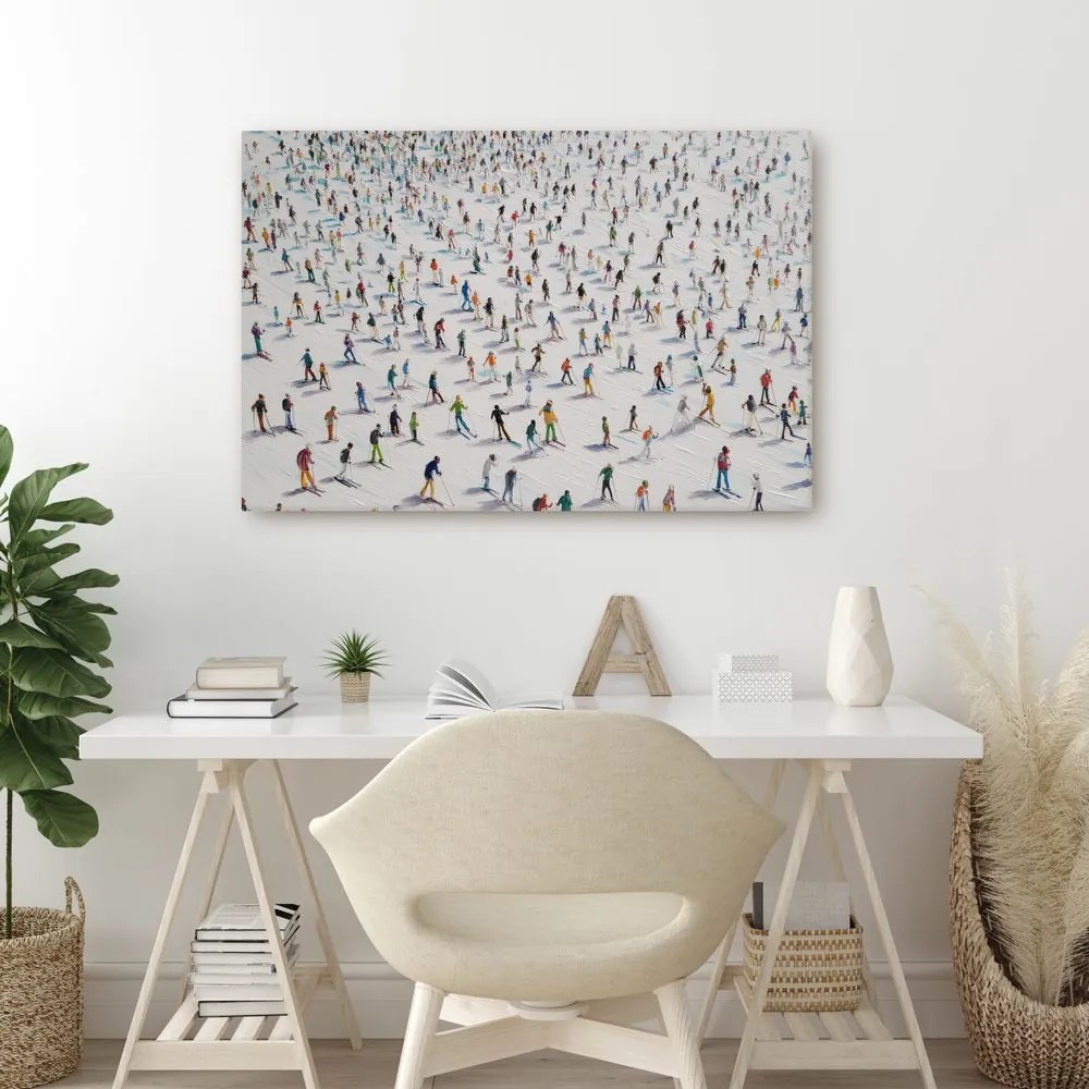 Vianočný obraz zimné radovánky na svahu