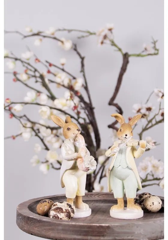 Veľkonočné dekorácie králik hrajúci na husle v tvare kvety - 8*5*16 cm