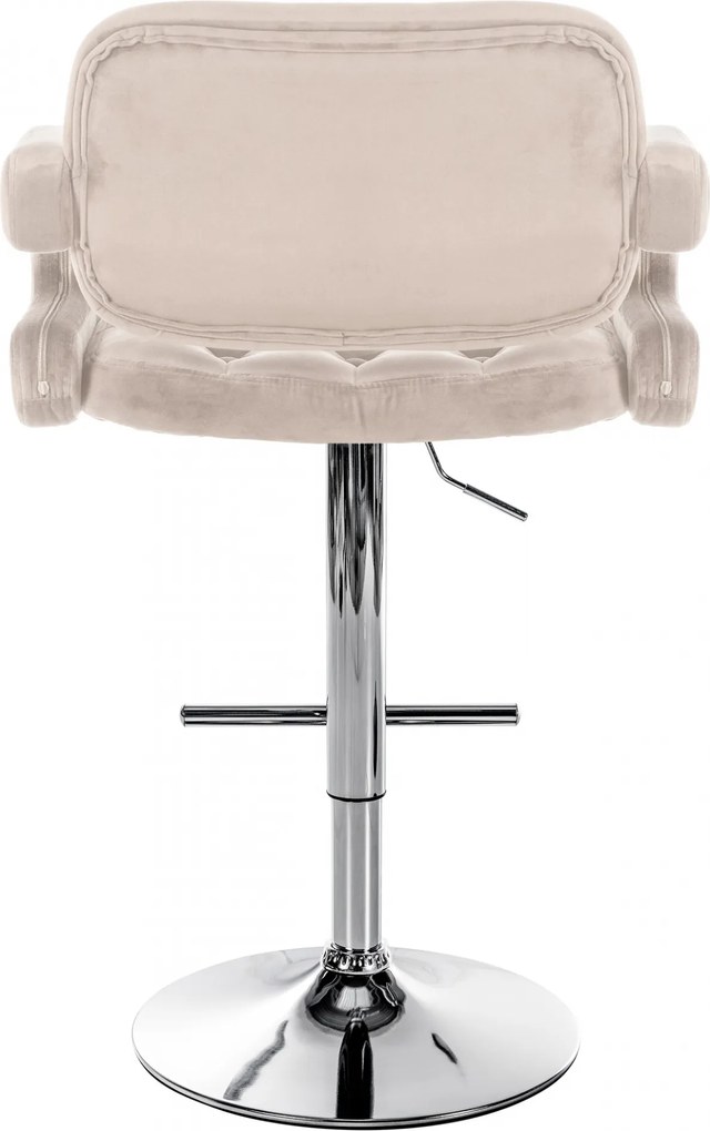 Barová stolička Dublin - zamat, chróm rám - Krémová