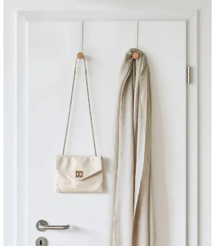 Zeller Present Háčik na dvere, biely kov, drevo, 2 ks v sade