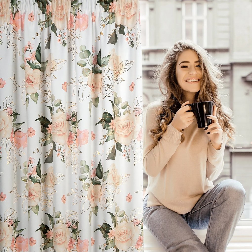 ZÁVES NA PÁSKE ROSE 135X270 CM VZOROVANÁ