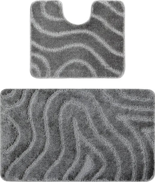 Sada kúpeľňových koberčekov SUPREME WAVES vlny, sivá