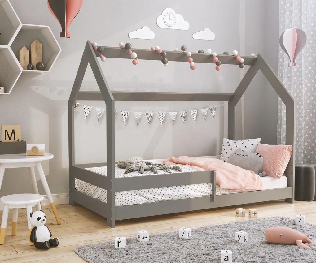 Detská posteľ DOMČEK D5 80x160cm masív sivá | AMI Nábytok