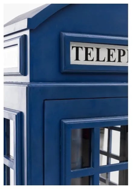 furniture-nabytek.cz - Masívna vinotéka v tvare telefónnej búdky, lakovaná, modrá – Mango 78×44×200 cm