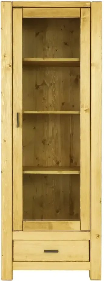 Úzka moderná vitrína so zásuvkou 72x40x195 cm