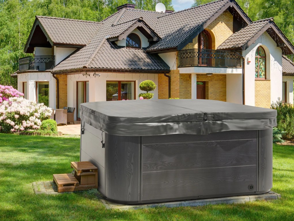 Záhradná vírivá vaňa s LED osvetlením 210 x 210 cm biela TULAROSA Beliani