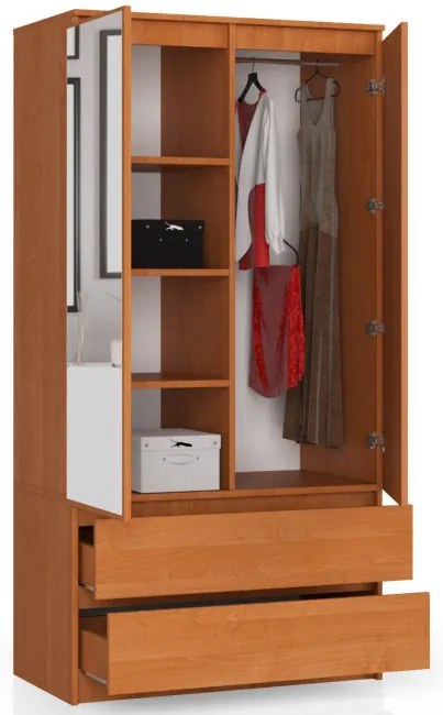 Skriňa S 90 cm 2D 2SZ 2 zrkadlá CLP olcha