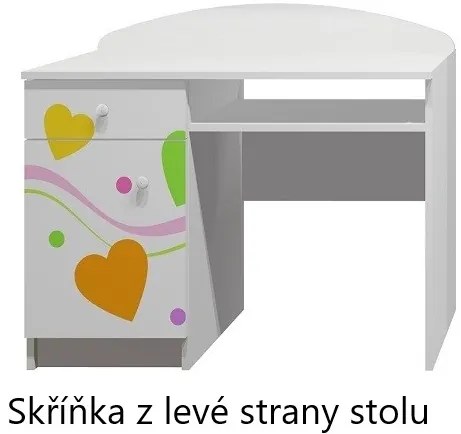 Písací stôl FAREBNÁ SRDIEČKA - TYP A