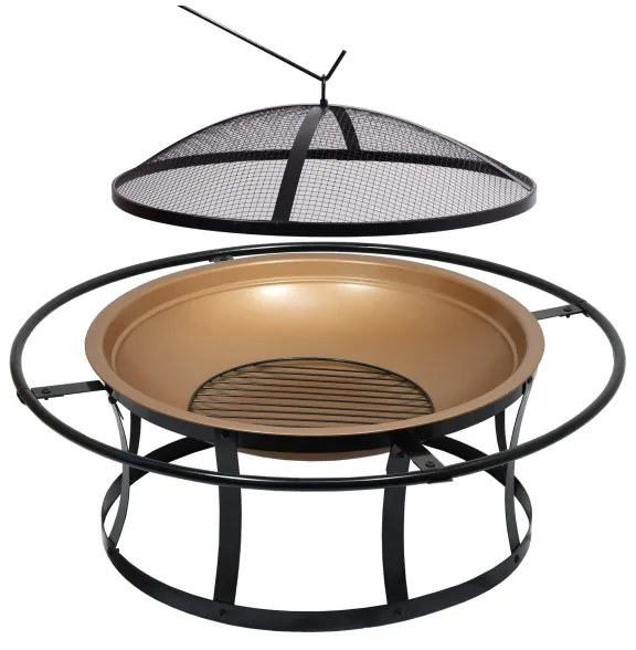 Prenosné ohnisko na drevo s roštom čierna/medená